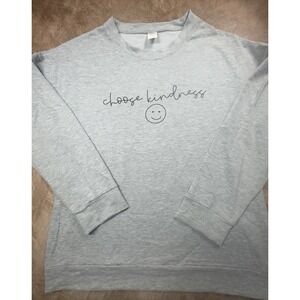 Womens Graphic Heavy weight Long sleeve Grey TShirt  Large Choose Kindness